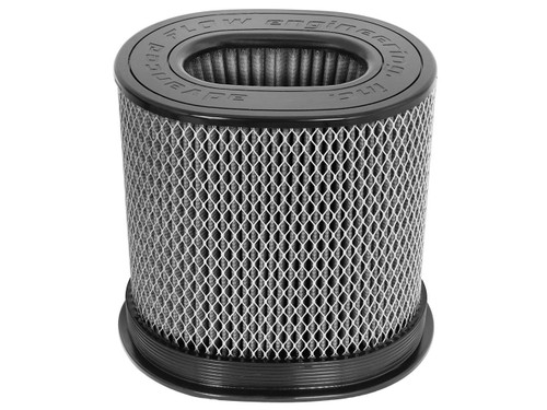 Air Filter Element - Magnum FLOW Pro DRY S - Clamp-On - Oval - 9 in Length x 7 in Width - 6.5 in x 4.75 in Flange - 9 in Tall - Wire Mesh Included - Reusable Cotton - White - Universal - Each