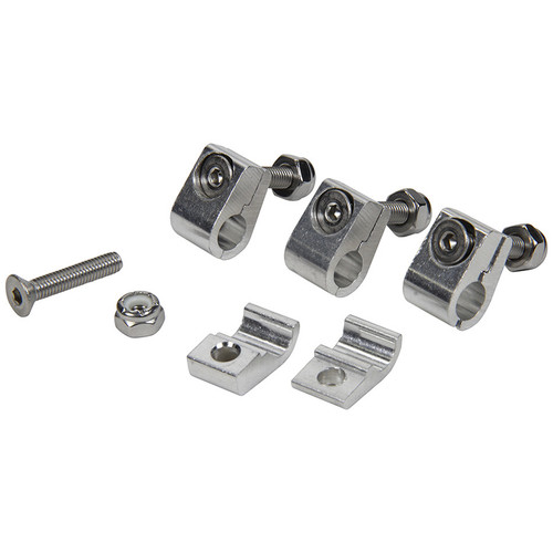 Line Clamp - 2-Piece - 0.3125 in ID - Aluminum - Polished - Set of 4