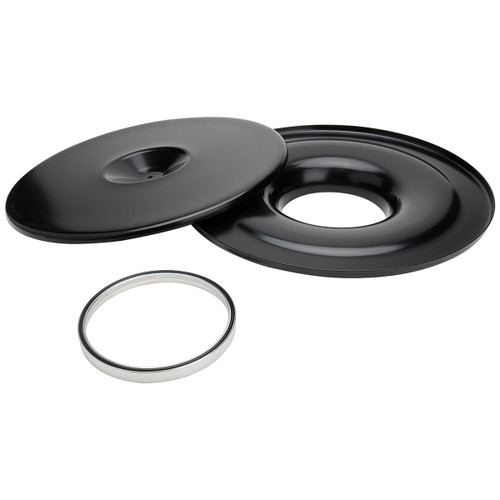 Air Cleaner Assembly - Lightweight - 14 in Round - Requires Element - 5-1/8 in Carb Flange - Flat Base - 1/2 in Spacer - Aluminum - Black Anodized - Kit