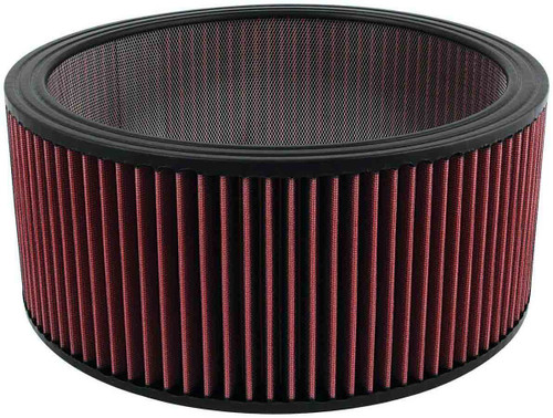 Air Filter Element - Round - 14 in Diameter - 6 in Tall - Wire Mesh Included - Reusable Cotton - Red - Each