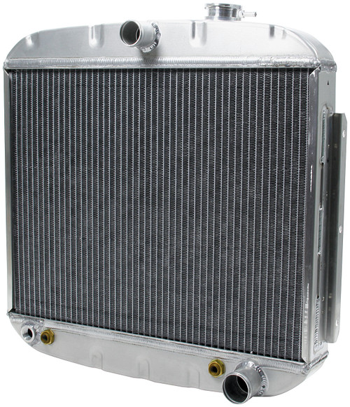 Radiator - 24.5 in W x 23 in H x 2.25 in D - Center Inlet - Passenger Side Outlet - Oil Cooler - Aluminum - Natural - Chevy Fullsize Car 1955-57 - Each