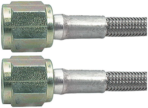 AN Hose Assembly - 15 in Long - 3 AN Hose - 4 AN Straight Female to 4 AN Straight Female - Braided Stainless - PTFE Lined - Each