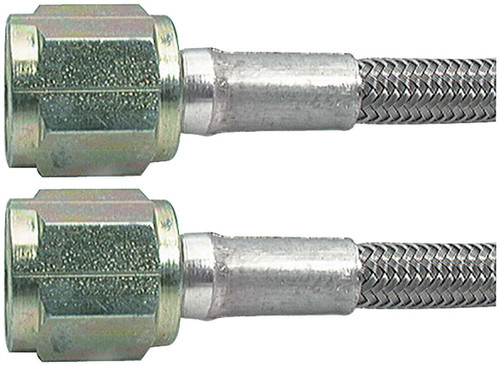 AN Hose Assembly - 24 in Long - 3 AN Hose - 4 AN Straight Female to 4 AN Straight Female - Braided Stainless - PTFE Lined - Each