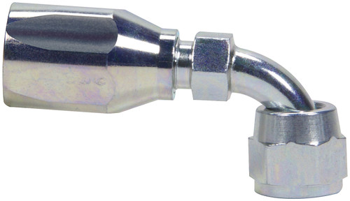 Fitting - Hose End - Power Steering - 90 Degree - 6 AN Hose to 6 AN Female - Steel - Natural - Each Fitting - Hose End - Power Steering - 90 Degree - 6 AN Hose to 6 AN Female - Steel - Natural - Each