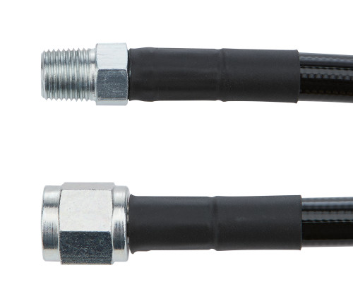 AN Hose Assembly - 48 in Long - 4 AN Hose - 4 AN Female to 1/8 in NPT Male - Braided Stainless - Black Vinyl Coated - PTFE Lined - Each