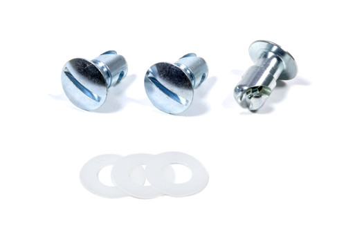 Quick Turn Fastener - Oval Head - Slotted - 7/16 x 0.500 in Body - Washers Included - Aluminum - Clear Anodized - Set of 3