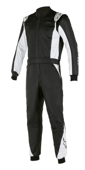 Driving Suit - Atom - 1-Piece - FIA Approved - Double Layer - Aramid - Black / White - Size 62 - X-Large / 2X-Large - Each
