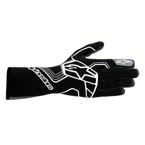 Driving Gloves - Tech-1 Race V4 - SFI 3.3/5 - FIA Approved - 2 Layer - Aramid / Silicone - Elastic Cuff - Black / Gray - Medium - Pair