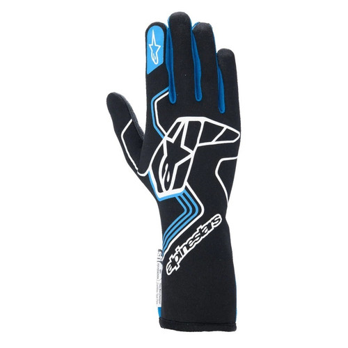 Driving Gloves - Tech-1 Race V4 - SFI 3.3/5 - FIA Approved - 2 Layer - Aramid / Silicone - Elastic Cuff - Black / Blue - X-Large - Pair