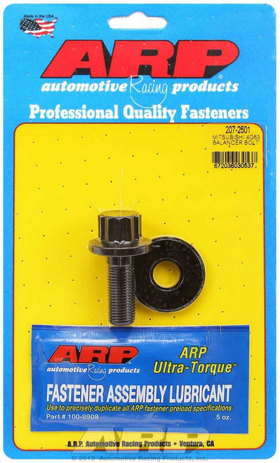 Harmonic Balancer Bolt - 14 mm x 1.50 Thread 1.525 in Long - 19 mm 12 Point Head - Washer Included - Chromoly - Black Oxide - Mitsubishi 4G63 - Each
