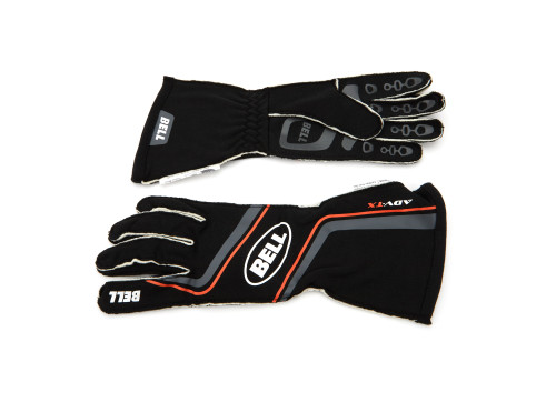 Driving Gloves - ADV-TX - SFI 3.3/5 - Double Layer - Aramid - Elastic Cuff - Black / Orange - X-Large - Pair