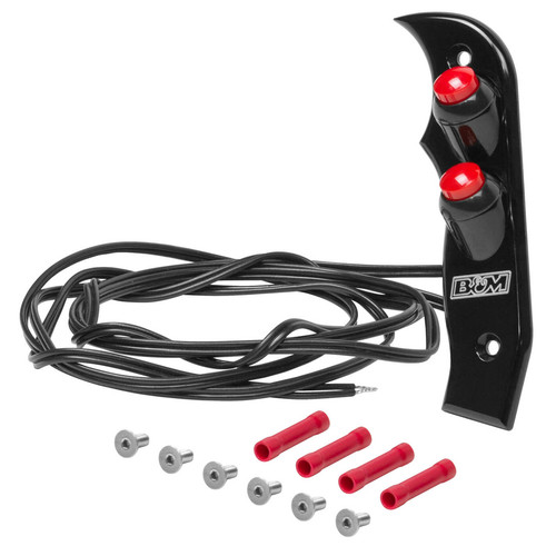 Shifter Knob - Magnum Grip - Side Plate - Two 12V Buttons - B&M Logo - Aluminum - Black Anodized - B&M Magnum Grip Shifters - Each