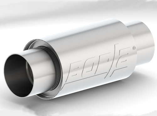 Muffler - XR-1 Sportsman - 3.5 in Center Inlet - 3.5 in Center Outlet - 8 x 5 in Round Body - 13 in Long - Stainless - Natural - Universal - Each