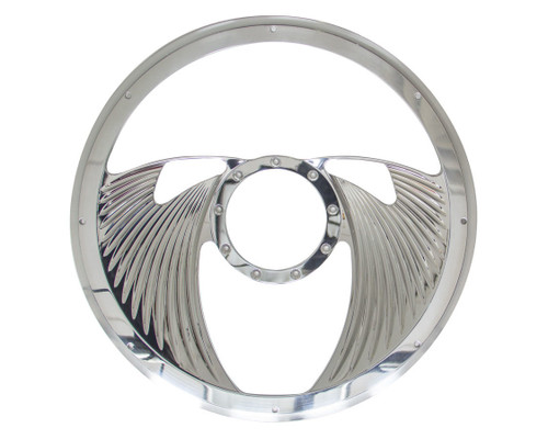 Steering Wheel - Eagle - 14 in Diameter - 2 in Dish - 2-Spoke - Milled Finger Notches - Aluminum - Polished - Each