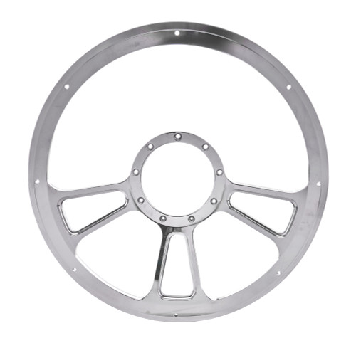 Steering Wheel - Vintec - 14 in Diameter - 2 in Dish - 3-Spoke - Milled Finger Notches - Aluminum - Polished - Each