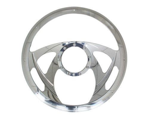 Steering Wheel - Sniper - 14 in Diameter - 2 in Dish - 4-Spoke - Milled Finger Notches - Aluminum - Polished - Each