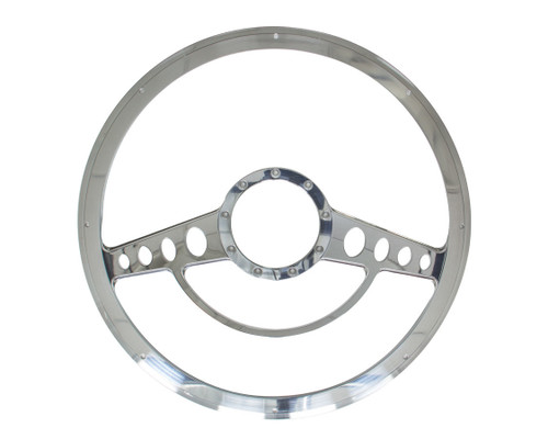 Steering Wheel - Classic - 15.5 in Diameter - 2 in Dish - 2-Spoke - Milled Finger Notches - Aluminum - Polished - Each