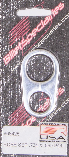 Hose / Tube Separators - 0.739 in / 0.969 in Holes - Stainless Hardware - Aluminum - Polished - Each