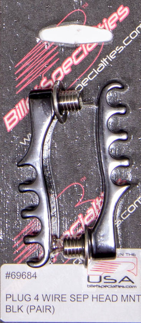 Spark Plug Wire Loom - 4 Wire - Cylinder Head Mount - 8.5 mm - Aluminum - Black Anodized - Clip Style - Pair