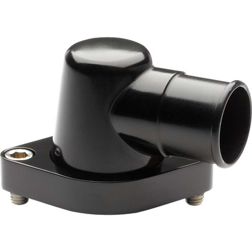 Water Neck - 90 Degree - 1-1/2 in ID Hose - O-Ring - Stainless Hardware - Aluminum - Black Anodized - Chevy V8 - Each