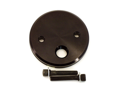 Oil Filter Adapter - Blockoff - Bolt-On - 1/2 in NPT Female Inlet - Aluminum - Black Anodized - Chevy V8 - Each