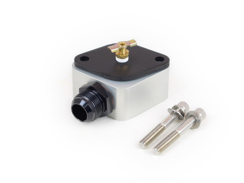 Water Neck - 90 Degree - 16 AN Hose Fitting - Two 3/8 in NPT Ports - 1/2 in NPT Gauge Port - Bleeder - Aluminum - Chevy V8 - Kit