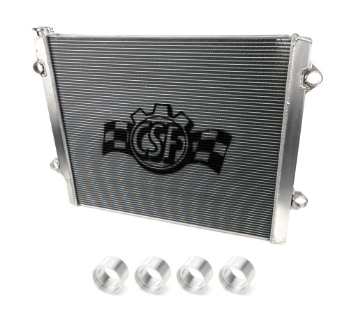 Radiator - 25.563 in W x 21.563 in H x 0.938 in D - Single Pass - Passenger Side Inlet - Driver Side Outlet - Aluminum - Polished - Toyota Compact Truck 2005-23 - Each