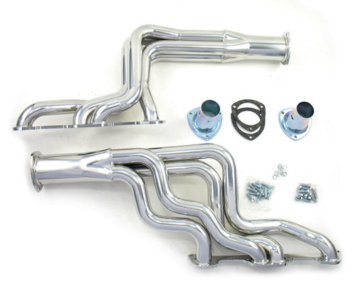 Headers - Full Length - 1.875 in Primary - 3.5 in Collector - Gaskets / Hardware / Reducers Included - Steel - Silver Ceramic - Pontiac V8 - GM A-Body 1964-72 - Pair Headers - Full Length - 1.875 in Primary - 3.5 in Collector - Gaskets / Hardware / Reducers Included - Steel - Silver Ceramic - Pontiac V8 - GM A-Body 1964-72 - Pair