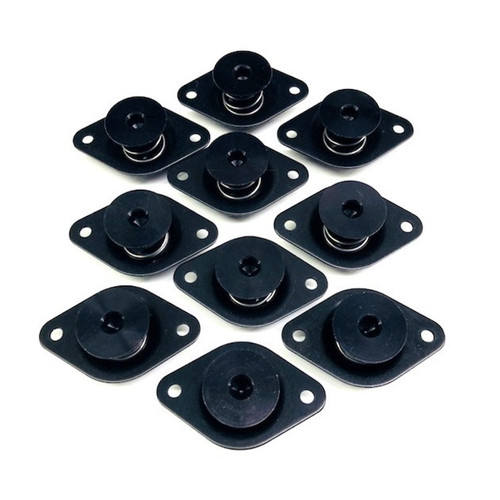 Quick Turn Fastener - Self Ejecting - Flush Head - Hex Drive - 7/16 x 0.600 in Body - Aluminum - Black Anodized - Set of 10