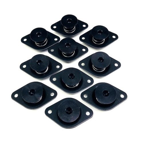 Quick Turn Fastener - Self Ejecting - Flush Head - Hex Drive - 7/16 x 0.650 in Body - Aluminum - Black Anodized - Set of 10