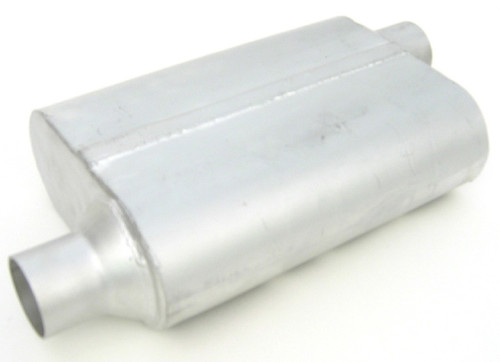 Muffler - Thrush Welded - 3 in Offset Inlet - 3 in Offset Outlet - 13 x 4 x 9.5 in Oval Body - 19 in Long - Steel - Aluminized - Universal - Each Muffler - Thrush Welded - 3 in Offset Inlet - 3 in Offset Outlet - 13 x 4 x 9.5 in Oval Body - 19 in Long - Steel - Aluminized - Universal - Each