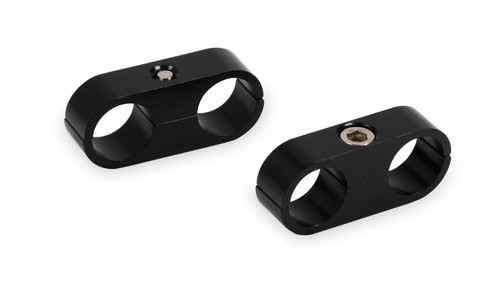 Hose / Tube Separators - Two 0.563 in Holes - Aluminum - Black Anodized - Pair
