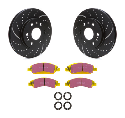 Brake Rotor and Pad Kit - GD Sport - Front - Directional - Aramid Fiber Pads - Iron - Gray Paint - GM Fullsize SUV / Truck 2008-20 - Kit