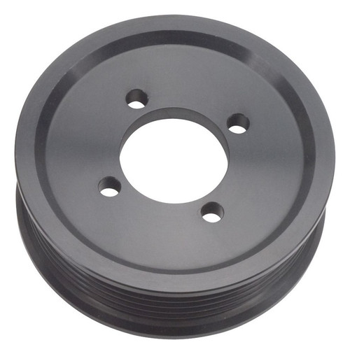 Supercharger Pulley - Serpentine - 3-1/2 in OD - 6-Rib - Aluminum - Black Anodized - Edelbrock E-Force Supercharger System - Each