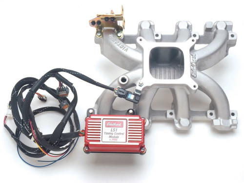 Intake Manifold - Victor JR. LS1 - Square Bore - Single Plane - Cathedral Port - Aluminum - Natural - Timing Control - GM LS-Series - Each