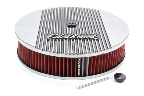 Air Cleaner Assembly - Elite II - 14 in Round - 3 in Tall - 3-1/8 in Carb Flange - Dropped Base - Edelbrock Logo - Aluminum - Polished - Kit