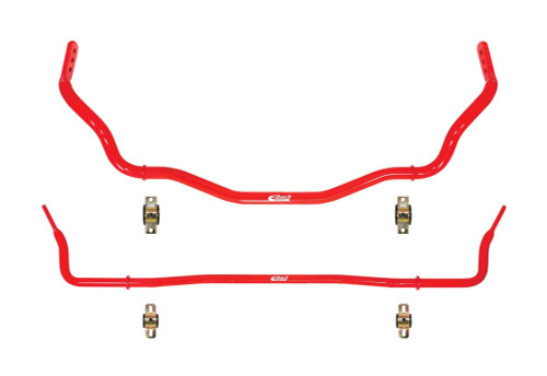 Sway Bar - Anti-Roll - Front / Rear - 35 mm Diameter Front - 25 mm Diameter Rear - Greasable Polyurethane Bushings - Steel - Red Powder Coat - Ford Mustang 2015-20 - Kit