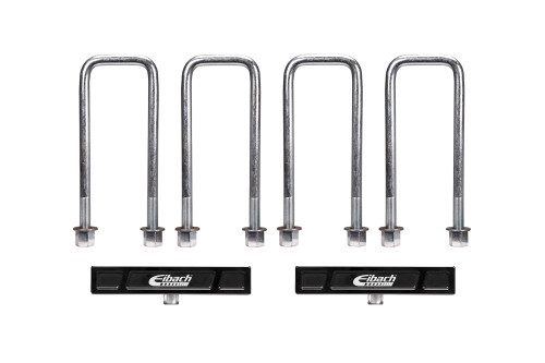 Leaf Spring Block - 1 in Height - Hardware / U-Bolts - Aluminum - Black Anodized - GM Midsize Truck 2015-25 - Kit