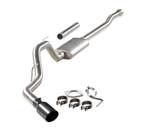 Exhaust System - Signature Series - Cat-Back - 3 in Diameter - 4.5 in Tip - Stainless - Natural - Ford Fullsize Truck 2021-25 - Kit