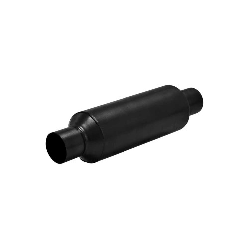 Muffler - Outlaw Series - 2.5 in Center Inlet - 2.5 in Center Outlet - 11 x 4.5 in Round Body - 17 in Long - Stainless - Black Paint - Universal - Each Muffler - Outlaw Series - 2.5 in Center Inlet - 2.5 in Center Outlet - 11 x 4.5 in Round Body - 17 in Long - Stainless - Black Paint - Universal - Each