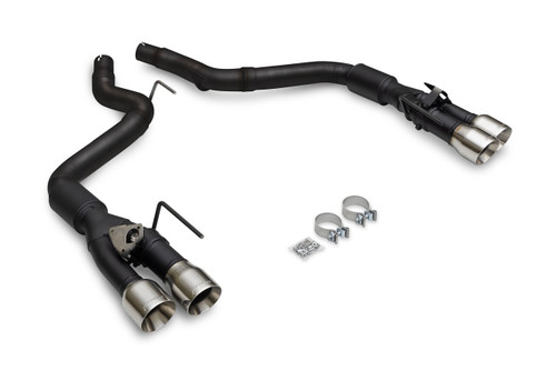 Exhaust System - Outlaw - Axle-Back - 3 in Diameter - Dual Rear Exit - Four 4 in Black Tips - Stainless - Natural - Ford Coyote - Ford Mustang 2024-25 - Kit