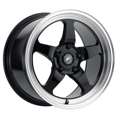 Wheel - D5 Drag Wheel - 18 x 9 in - 6.400 in Backspace - 5 x 4.50 in Bolt Pattern - Aluminum - Black Powder Coat Center - Machined Lip - Each