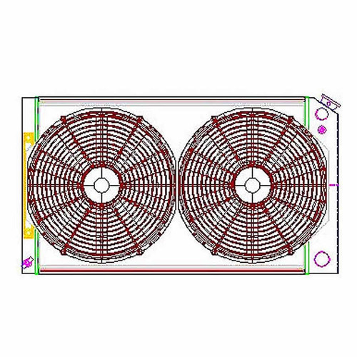 Radiator and Fan - MegaCoolTube - 33.25 in W x 18.62 in H x 6.42 in D - Dual Fans - Passenger Side Inlet - Passenger Side Outlet - Aluminum - Natural - GM A-Body / G-Body 1963-88 - Kit