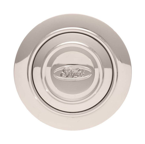 Horn Button - GT9 - Ford Oval - Aluminum - Polished - 9-Bolt Steering Wheels - Each