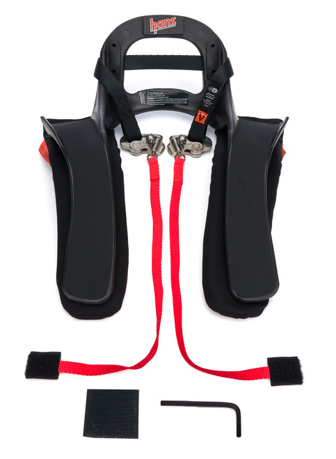 Head and Neck Support - Hans III - SFI 38.1 - Quick Click Tether - Helmet Anchor - Plastic - Black - Medium - Kit