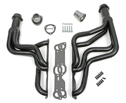 Headers - 1.75 in Primary - 3 in Collector - Gaskets / Hardware / Reducers Included - Steel - Black Paint - Pontiac V8 - A-Body 1964-72 - Pair Headers - 1.75 in Primary - 3 in Collector - Gaskets / Hardware / Reducers Included - Steel - Black Paint - Pontiac V8 - A-Body 1964-72 - Pair