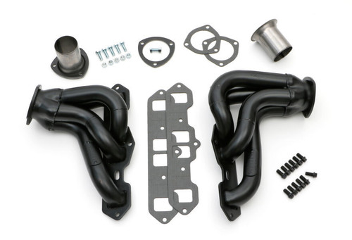 Headers - Block Hugger - 1.75 in Primary - 3 in Collector - Gaskets / Hardware / Reducers Included - Steel - Black Paint - Oldsmobile V8 - Pair Headers - Block Hugger - 1.75 in Primary - 3 in Collector - Gaskets / Hardware / Reducers Included - Steel - Black Paint - Oldsmobile V8 - Pair