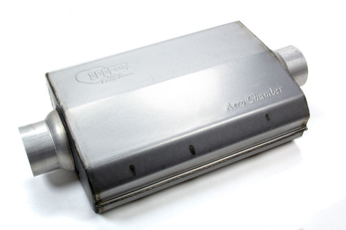 Muffler - Aero Chamber - 3 in Center Inlet - 3 in Center Outlet - 14 x 10.25 x 4.75 in Oval Body - 17 in Long - Steel - Aluminized - Each