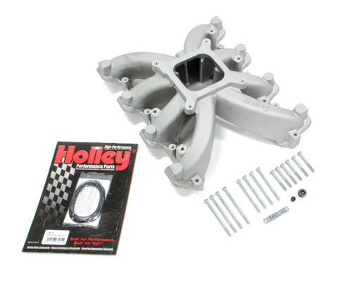 Intake Manifold - LS Mid-Rise Carb - Square Bore - Single Plane - Rectangle Port - Aluminum - Natural - LS3 / L92 - GM LS-Series - Each