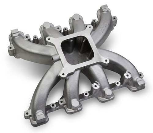 Intake Manifold - LS Mid-Rise Carb - Square Bore - Single Plane - Cathedral Port - Aluminum - Natural - LS1 / LS2 / LS6 - GM LS-Series - Each